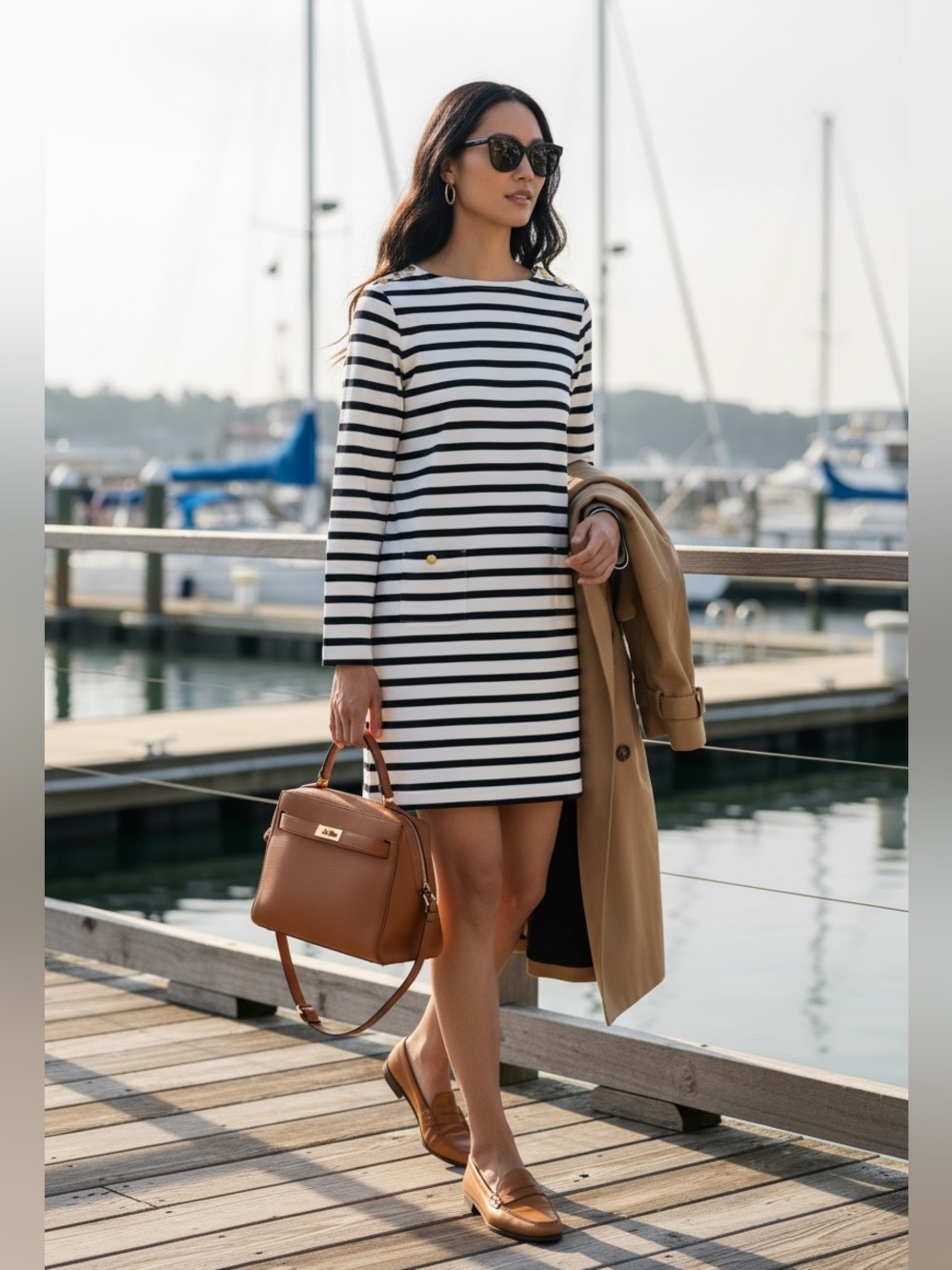 J.Crew Mariner Cloth Striped Shirt Dress XL Gold Buttons Nautical Preppy
